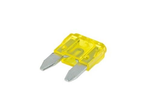 Inserisca il giallo valutato fusibile automatico automobilistico in lega di zinco 11mm della lama 32VDC 20A dei fusibili mini per la carrozza ferroviaria automobilistica