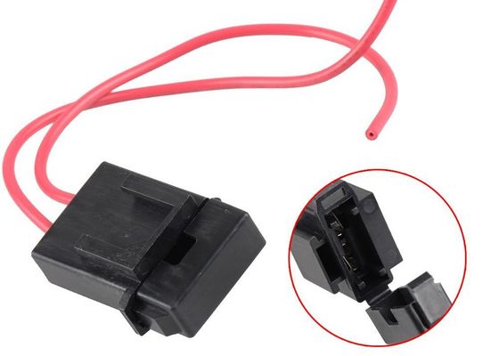 Scatola automatica in-linea quadrata di plastica MT205 del supporto del fusibile metallica cappuccio di Shell del nero rosso del cavo per il mini fusibile della lama dell'automobile
